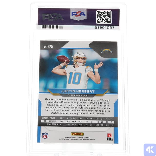 2020 Panini Prizm #325 Justin Herbert RC PSA 9 (2 of 2 images)