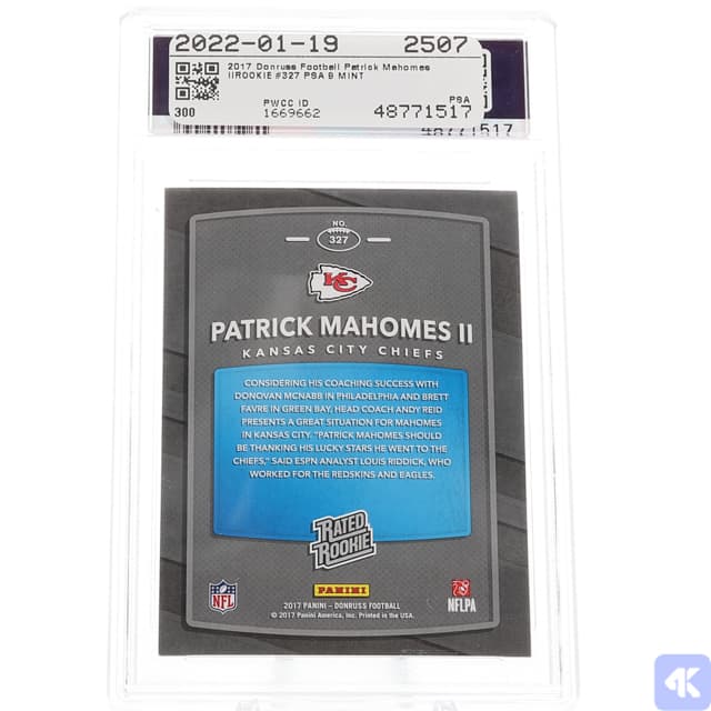 2017 Donruss Football Patrick Mahomes II ROOKIE #327 PSA 9 MINT (2 of 2 images)